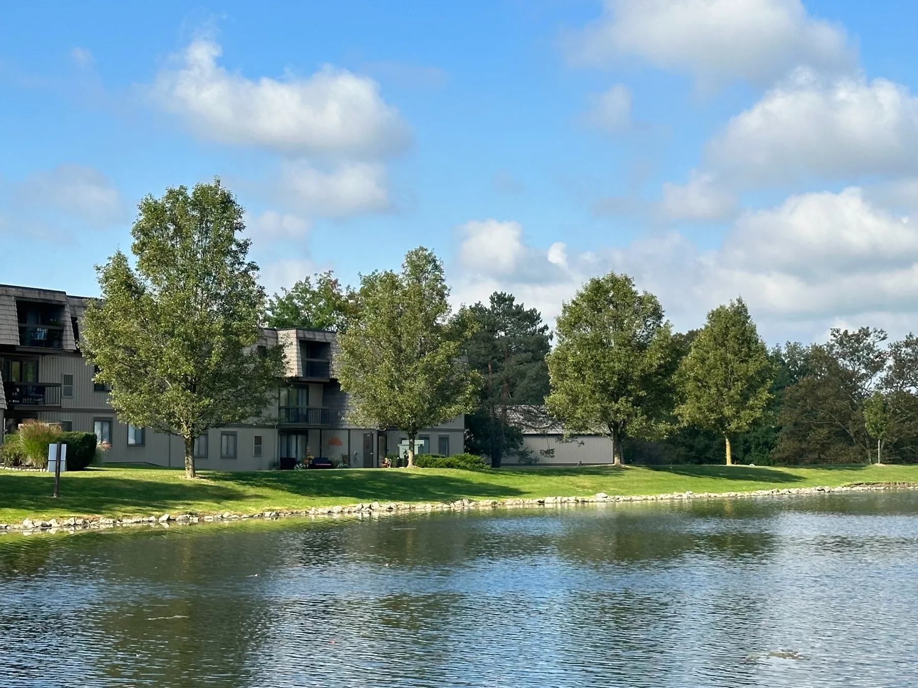 Sunrise Cove residences along the pond